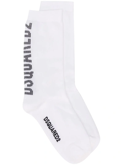 Dsquared2 Babies' Logo Print Mid-length Socks In White
