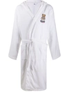Moschino Mens White Branded Cotton-towelling Bathrobe Xl In White