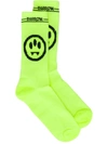 Barrow Socks Neon Yellow Ribbed Cotton Socks With Smile