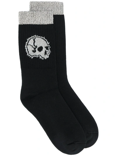 Alexander Mcqueen Skull Motif Knitted Socks In Black