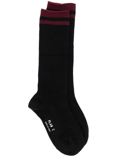 Plan C Ribbed Ankle Socks In Black