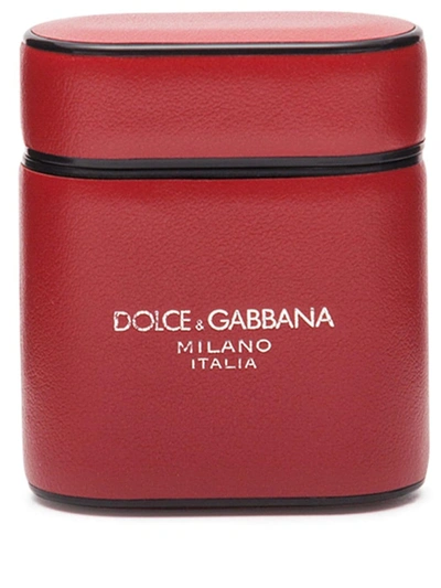 Dolce & Gabbana Logo-print Airpods Case In Red