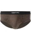 Tom Ford Logo Cotton Briefs In Brown