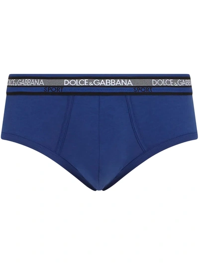 Dolce & Gabbana Brando Logo-waistband Briefs In Blue