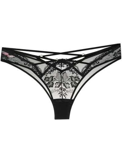 Agent Provocateur 花卉蕾丝丁字裤 In Black