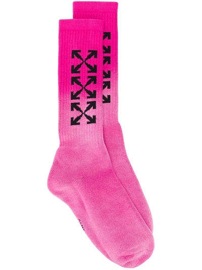 Off-white Arrows Motif Socks In Pink