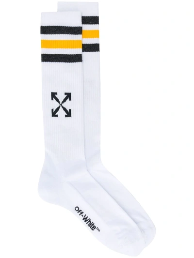 Off-white Arrows Mid-length Socks In Black