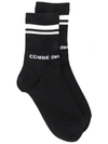 Comme Des Garçons Striped-edge Logo-print Socks In Black