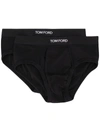 Tom Ford Two-pack Stretch Cotton And Modal-blend Briefs In Black