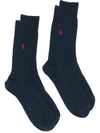 Polo Ralph Lauren Pony Motif Ribbed Socks In Blue