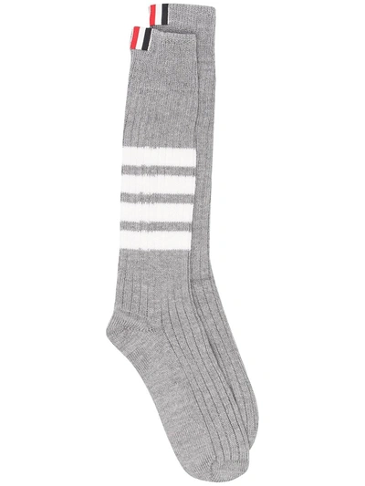 Thom Browne 4-bar Mid-length Socks In Grey