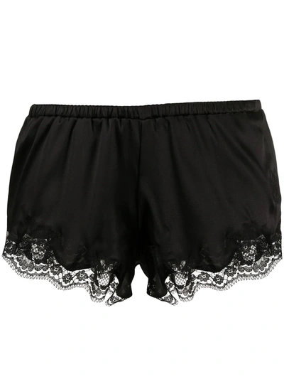 Dolce & Gabbana Dolce And Gabbana Black Satin Lace Detail Shorts