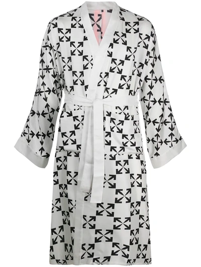Off-white Arrows Print Dressing Gown In White