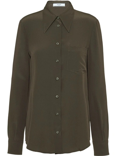 Prada Chest Patch-pocket Shirt In Green