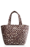 Mz Wallace Medium Metro Quilted Nylon Tote In Leopard Print