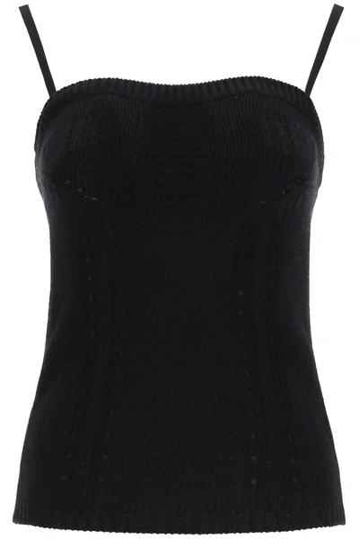Valentino Cashmere And Wool Top In Nero