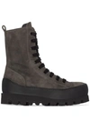 ANN DEMEULEMEESTER LACE-UP SUEDE ANKLE BOOTS