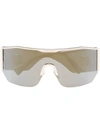 VERSACE GOLD TONE MEDUSA HALO SHIELD SUNGLASSES