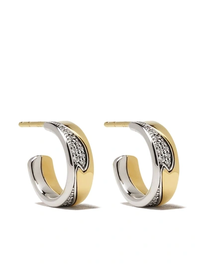 Georg Jensen 18kt Yellow And White Gold Small Fusion Diamond Hoop Earrings In Silver And Gold Color