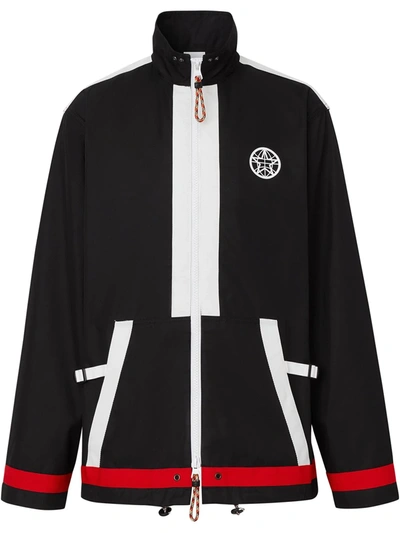 Burberry Logo Patch Zip-up Track Jacket In Black