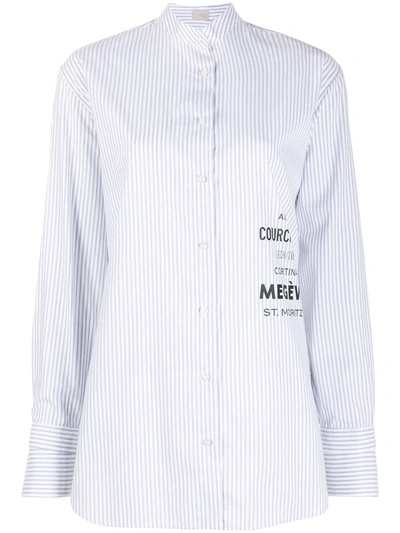 Mrz Striped Collarless Shirt In White