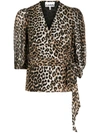 GANNI LEOPARD-PRINT WRAP TOP