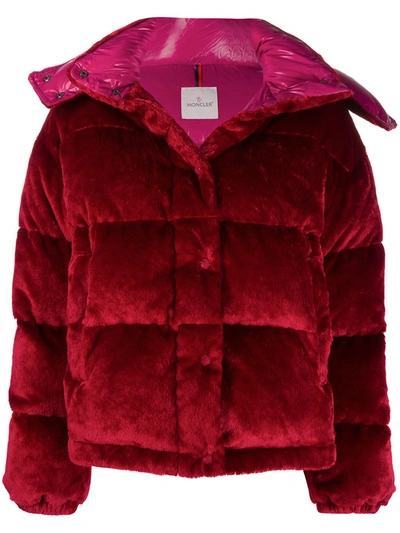 Moncler Textured Puffer Jacket In Red