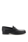 Ferragamo Grandioso Leather Loafer With Gancini Detail In Black