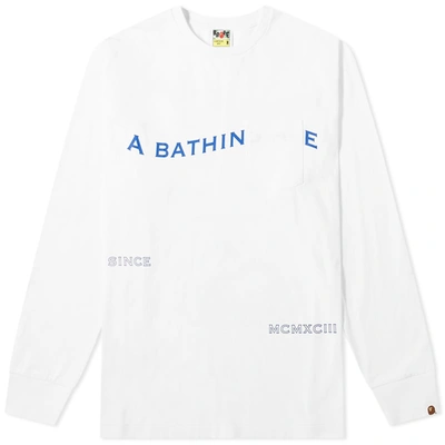 A Bathing Ape Long Sleeve Ink Print Relaxed Tee In White