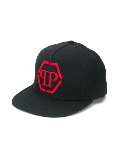 Philipp Plein Kids' Hexagon Logo棒球帽 In Black