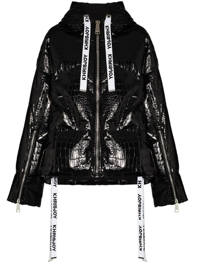 Khrisjoy Black Oversize Down Jacket In Shiny Nylon