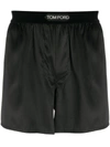 Tom Ford Men's Silk Jacquard Logo Boxers In Black