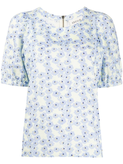 Cecilie Copenhagen Ema Floral Top In Blue