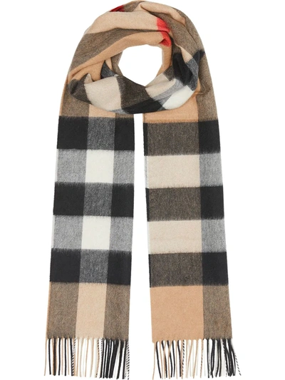 Burberry Vintage Check Cashmere Scarf In Brown