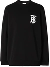 Burberry Black Tb Monogram Atherton Long Sleeve T-shirt In Black