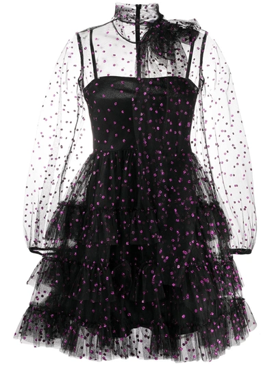 Red Valentino Redvalentino Glitter Polka Dot Tulle Dress In Black | ModeSens