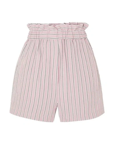Tibi Striped Paperbag Shorts In Dusty Pink Multi