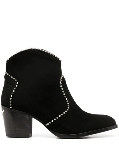 Zadig & Voltaire Women's Molly Stud Piping Suede Ankle Boots In Noir