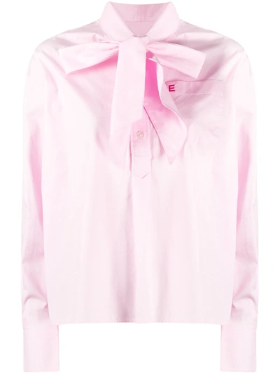Essentiel Antwerp Pussy-bow Cotton Shirt In Pink