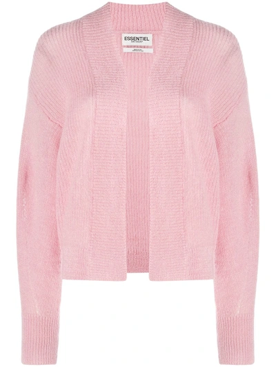 Essentiel Antwerp Ribbed Open-front Cardigan In Pink