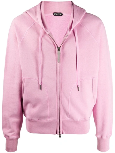 Tom Ford Zip-up Cotton Hoodie In Pink