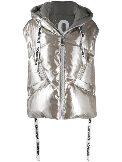 Khrisjoy Metallic Padded Gilet In Grey