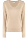 Vince Weekend V-neck Cashmere Sweater In Brown