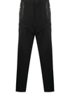 LES HOMMES LEATHER-DETAILED STRAIGHT LEG TROUSERS