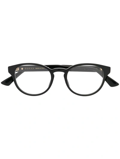 Gucci Runde Brille Mit Logo In Black