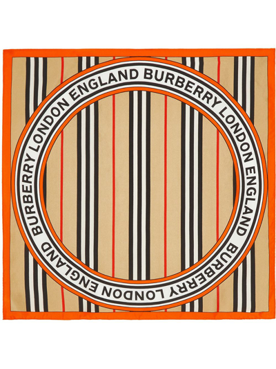 Burberry Icon 条纹小号围巾 In Neutrals