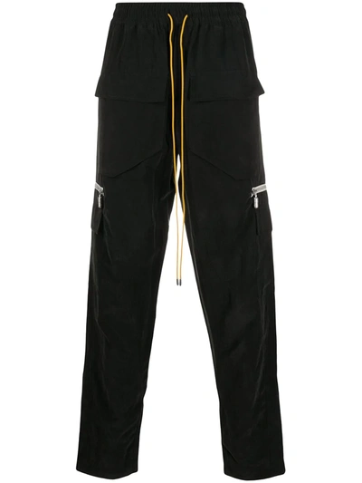 Rhude Straight-leg Cargo Trousers In Black