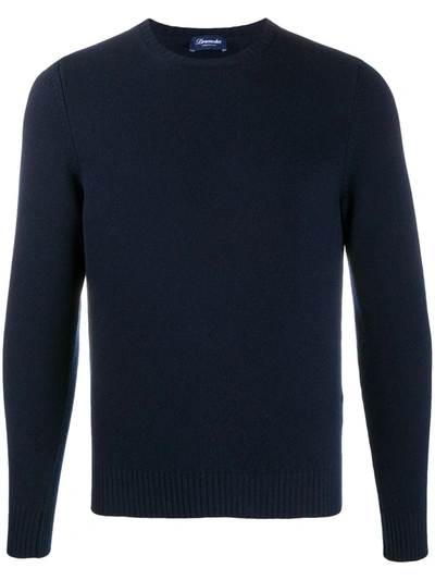 Drumohr Rib-trimmed Cashmere Jumper In Blue