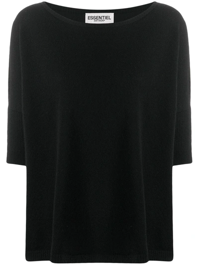 Essentiel Antwerp Asymmetric Knit Jumper In Black