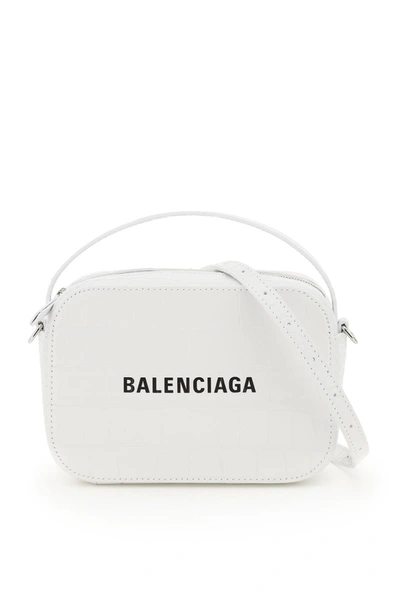 Balenciaga Everyday Xs Logo Crocodile Print Bag In White 9